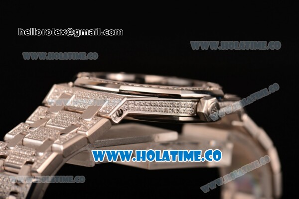 Audemars Piguet Royal Oak 33MM Miyota Quartz Diamonds/Steel Case with Black Dial Stick Markers and Diamonds Bezel (EF) - Click Image to Close